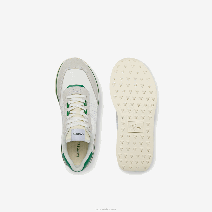mulheres Lacoste branco/verde 082 tênis l-spin com detalhes em dourado 08D02743