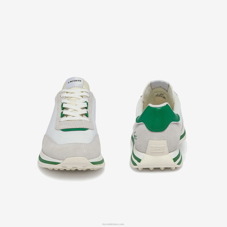 mulheres Lacoste branco/verde 082 tênis l-spin com detalhes em dourado 08D02743