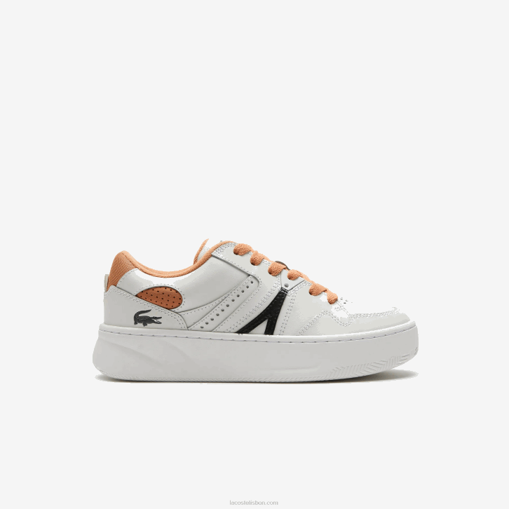mulheres Lacoste bronzeado branco 291 l005 tênis de couro 08D02713