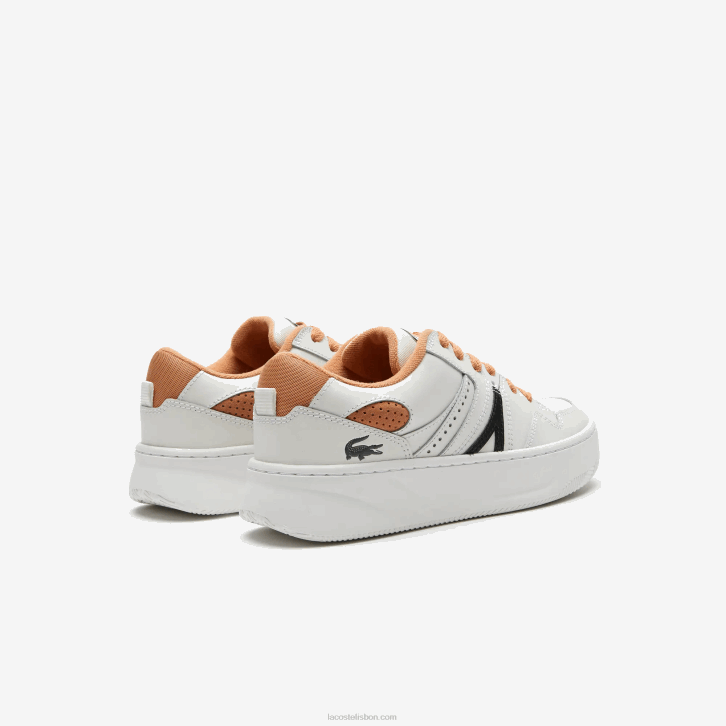 mulheres Lacoste bronzeado branco 291 l005 tênis de couro 08D02713