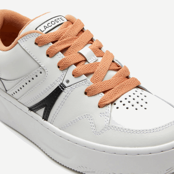 mulheres Lacoste bronzeado branco 291 l005 tênis de couro 08D02713