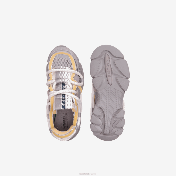 mulheres Lacoste cinza branco 1e7 tênis l003 active para passarela têxtil 08D02692