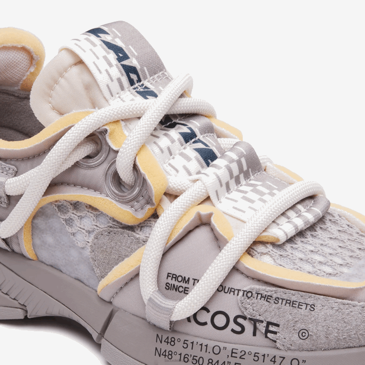 mulheres Lacoste cinza branco 1e7 tênis l003 active para passarela têxtil 08D02692