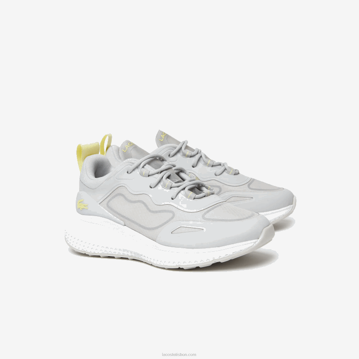 mulheres Lacoste cinza branco 25 anos sapatilhas têxteis active 4851 08D02725