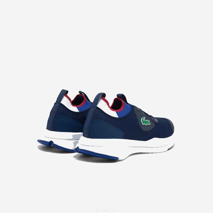 mulheres Lacoste marinho e branco 092 tênis de tecido de malha run spin 08D02742