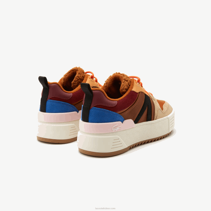 mulheres Lacoste marrom rosa 7e1 l002 sapatos de inverno de couro ao ar livre 08D02729