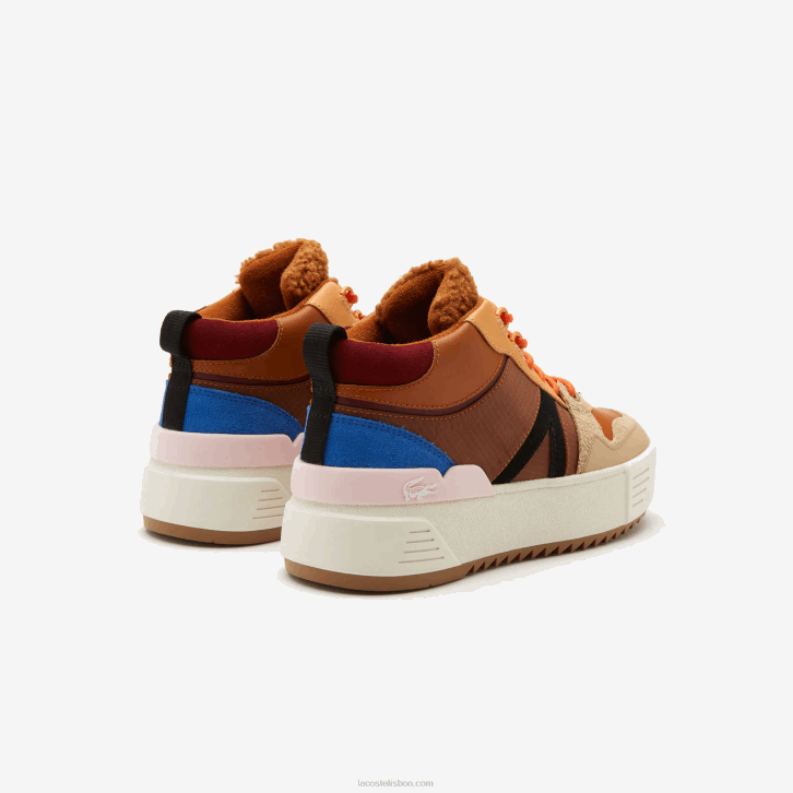 mulheres Lacoste marrom rosa 7e1 l002 sapatos outdoor de couro mid inverno 08D02738