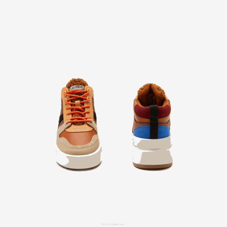 mulheres Lacoste marrom rosa 7e1 l002 sapatos outdoor de couro mid inverno 08D02738