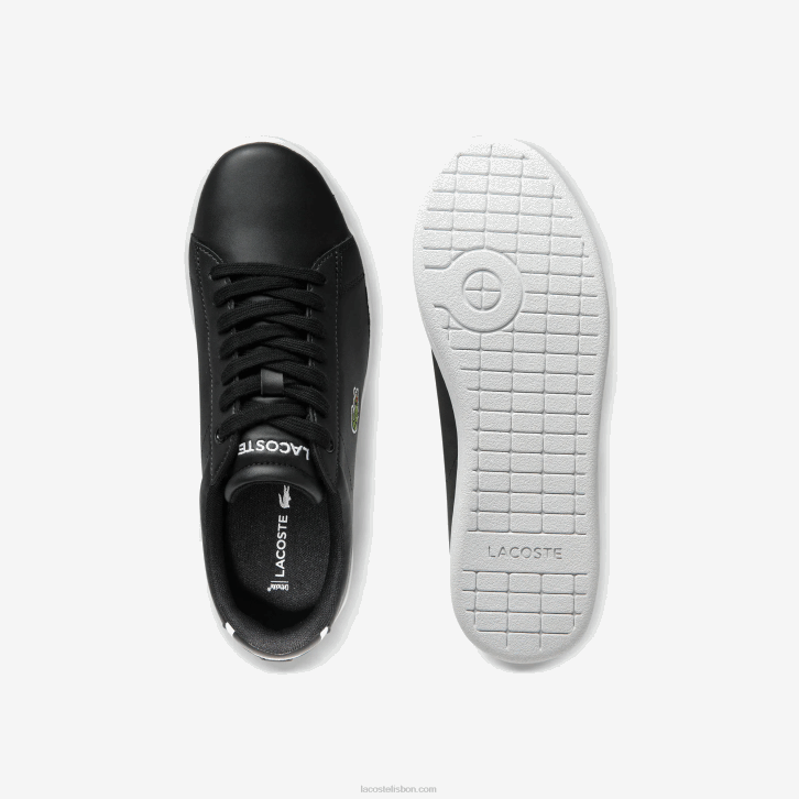 mulheres Lacoste preto 024 tênis carnaby evo de couro com forro em mesh 08D02717