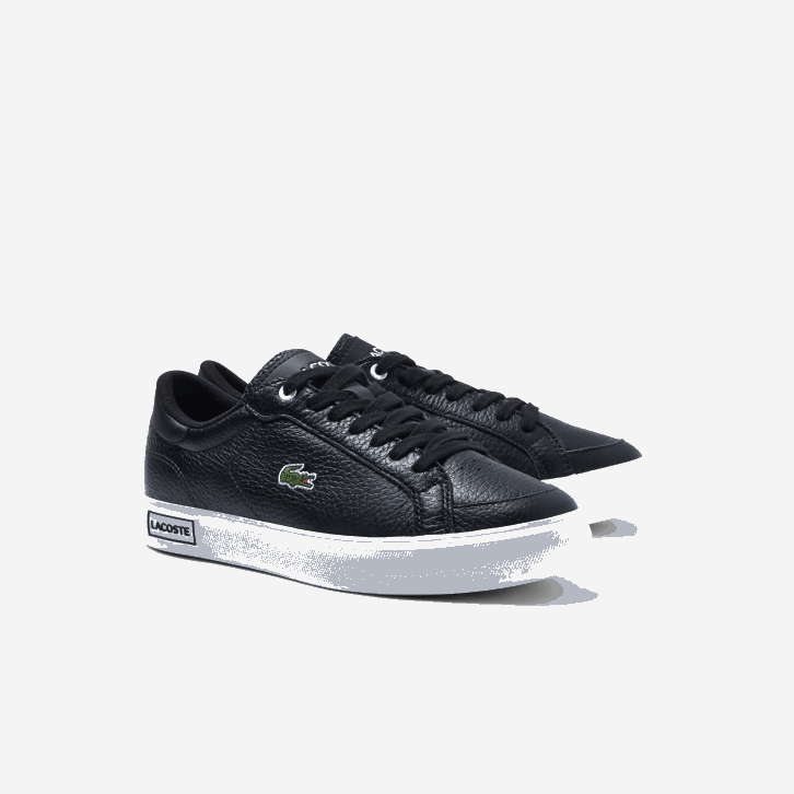 mulheres Lacoste preto e branco 312 tênis com detalhes em couro powercourt 08D02682