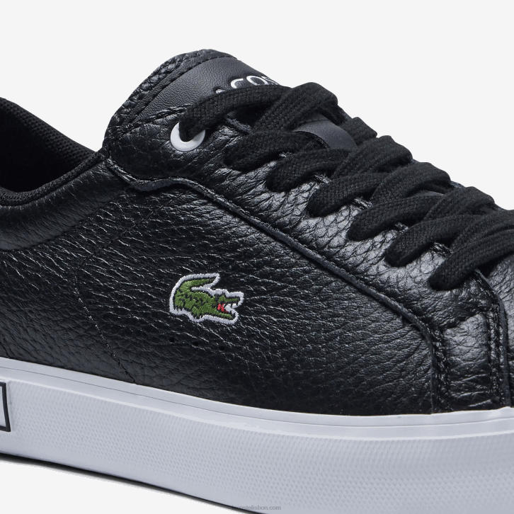 mulheres Lacoste preto e branco 312 tênis com detalhes em couro powercourt 08D02682