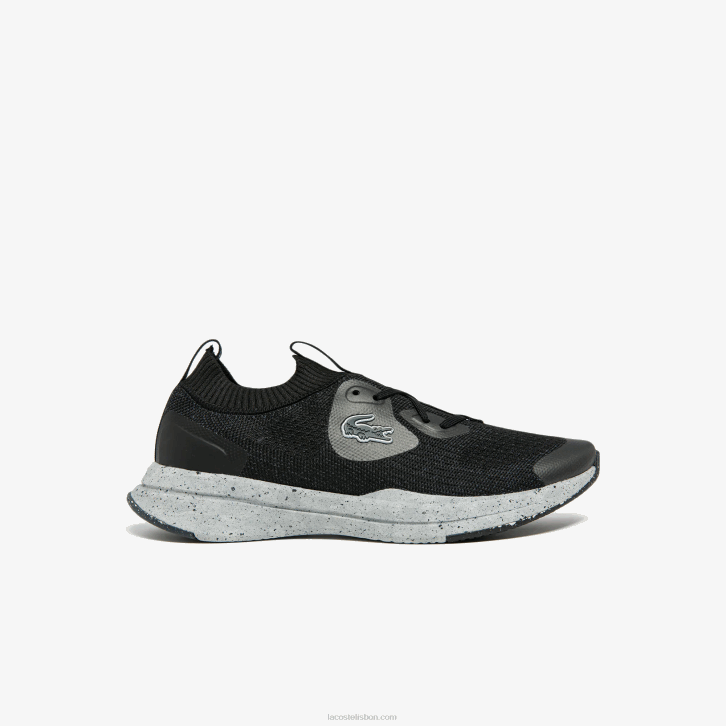 mulheres Lacoste preto e off white 454 tênis run spin eco têxtil 08D02726