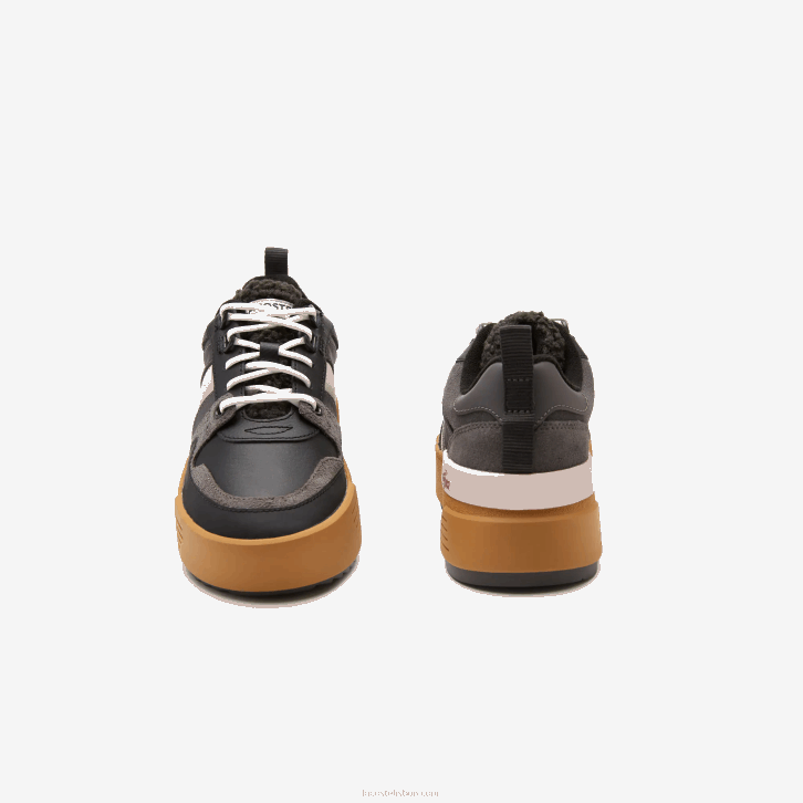 mulheres Lacoste preto rosa 1j1 l002 sapatos de inverno de couro ao ar livre 08D02728