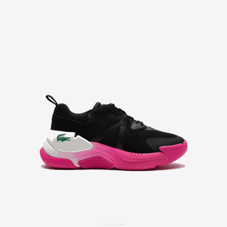 mulheres Lacoste preto rosa 1j1 tênis de couro lw2 xtra 08D02722