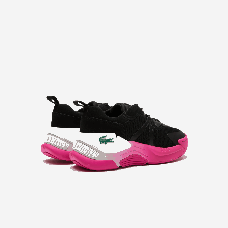 mulheres Lacoste preto rosa 1j1 tênis de couro lw2 xtra 08D02722