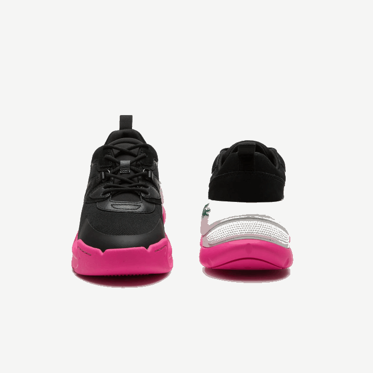 mulheres Lacoste preto rosa 1j1 tênis de couro lw2 xtra 08D02722